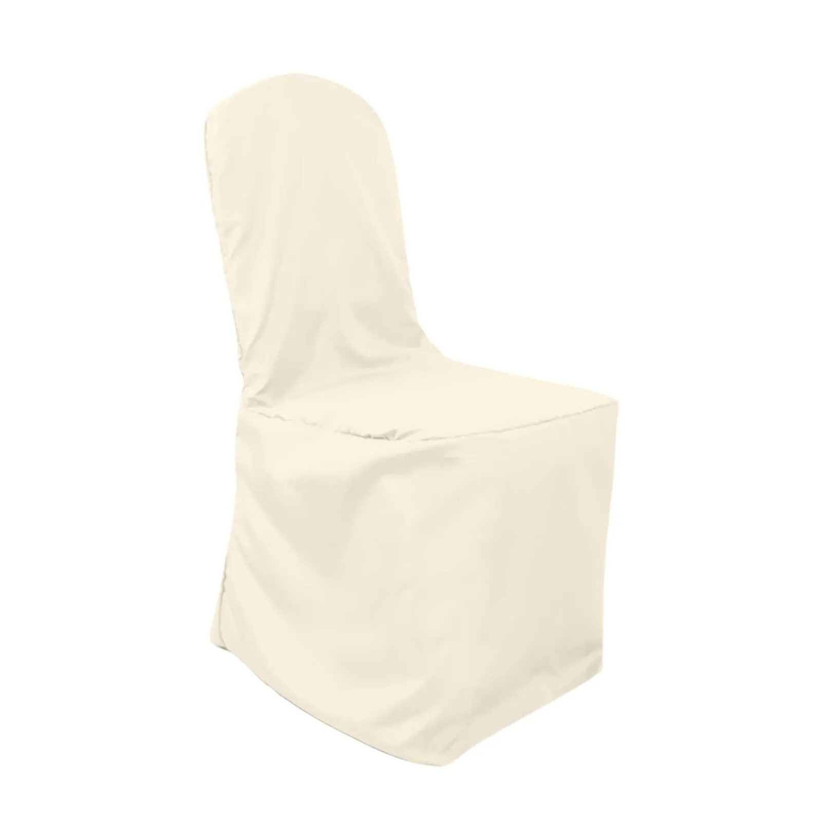 10 Pack Beige Polyester Banquet Chair Covers, Reusable Stain Resistant Slip On Chair Covers