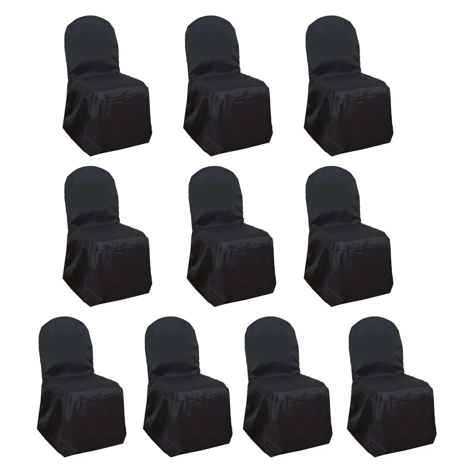 10 Pack Black Polyester Banquet Chair Covers, Reusable Stain Resistant Slip On Chair Covers