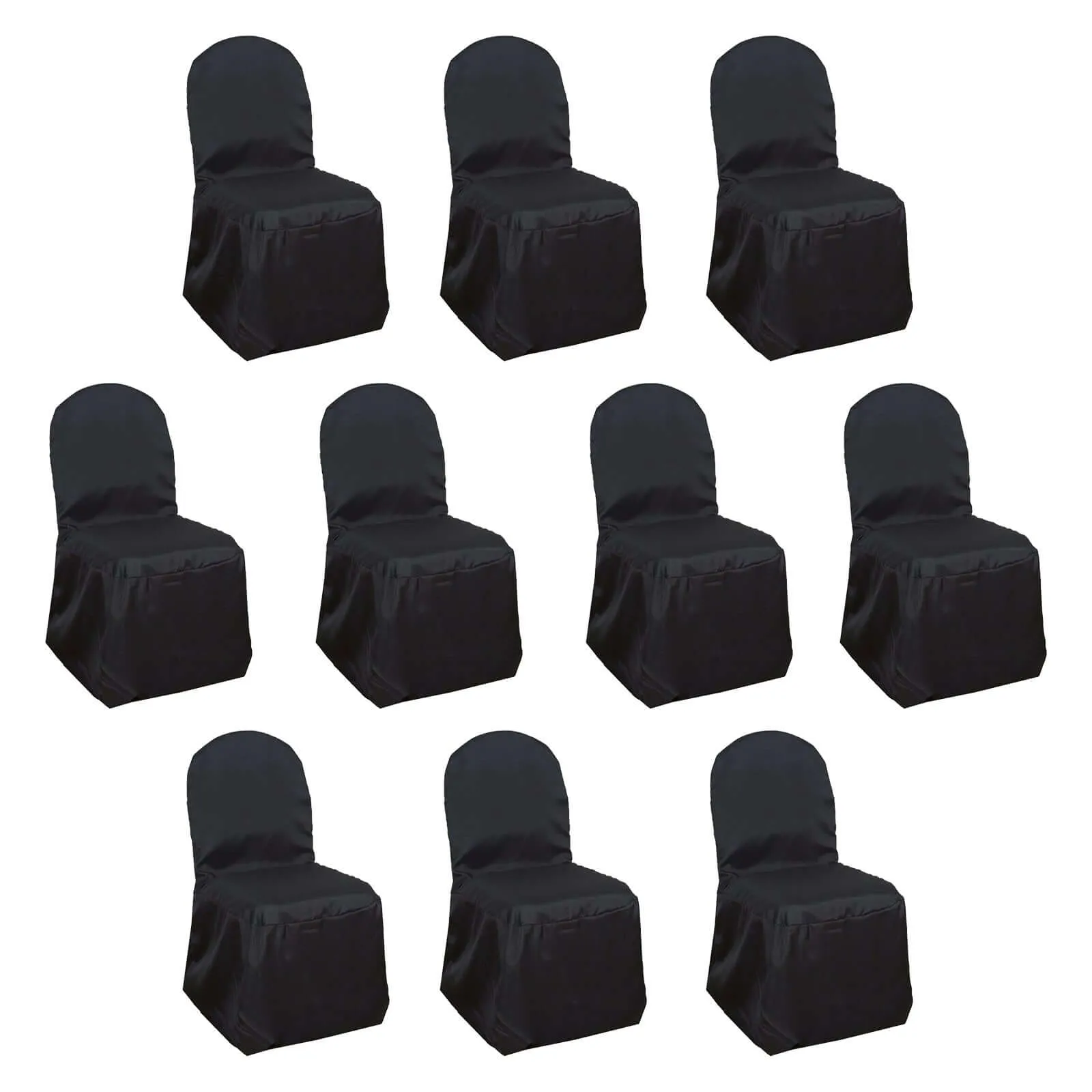 10 Pack Black Polyester Banquet Chair Covers, Reusable Stain Resistant Slip On Chair Covers