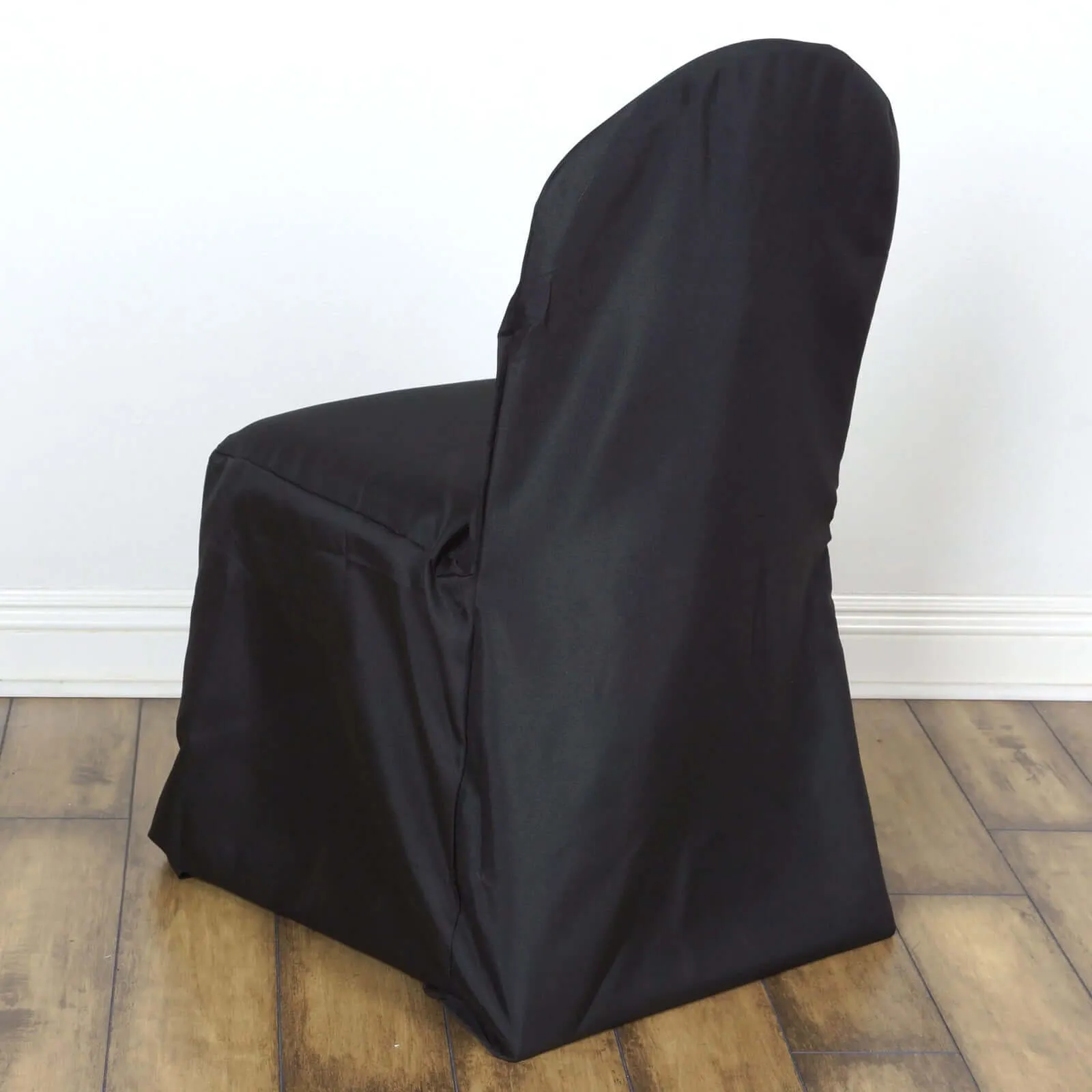 10 Pack Black Polyester Banquet Chair Covers, Reusable Stain Resistant Slip On Chair Covers