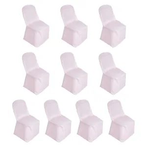 10 Pack Blush Polyester Banquet Chair Covers, Reusable Stain Resistant Slip On Chair Covers