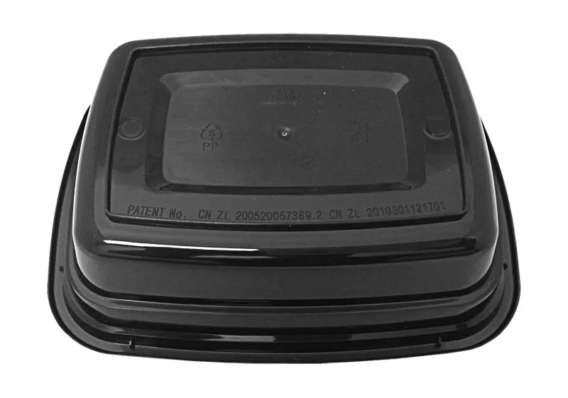 12 oz. Rectangular Black Container With Lid Combo 150/CS