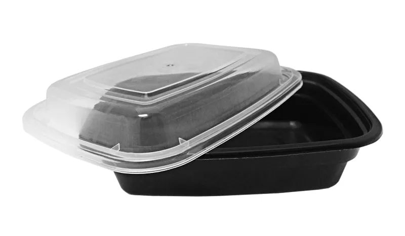 12 oz. Rectangular Black Container With Lid Combo 150/CS