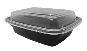 12 oz. Rectangular Black Container With Lid Combo 150/CS