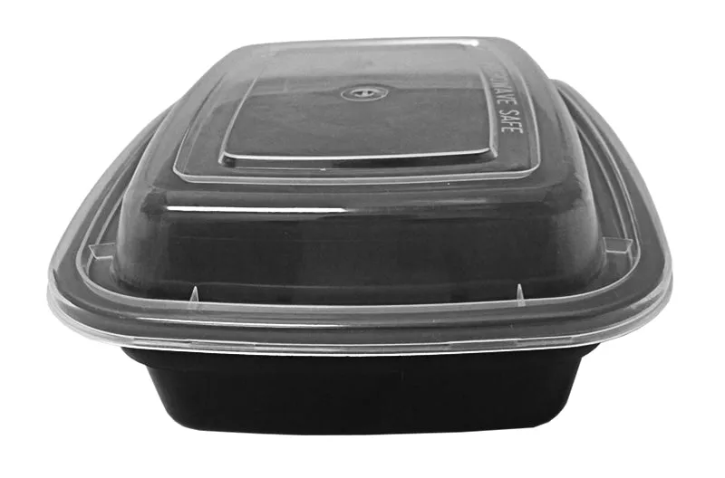 12 oz. Rectangular Black Container With Lid Combo 50/PK