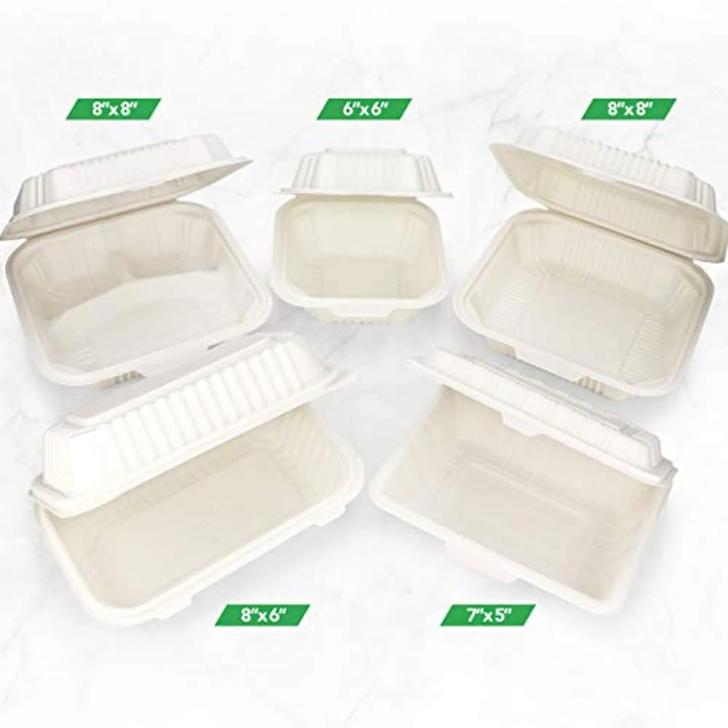 125 Count Eco Friendly Take Out Food Containers 7 x 5 Inches