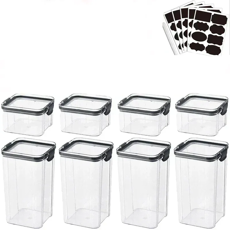 15.5-60.8 Fl Oz Plastic Food Storage Box Sets Stackable Kitchen Sealed Jar Containers