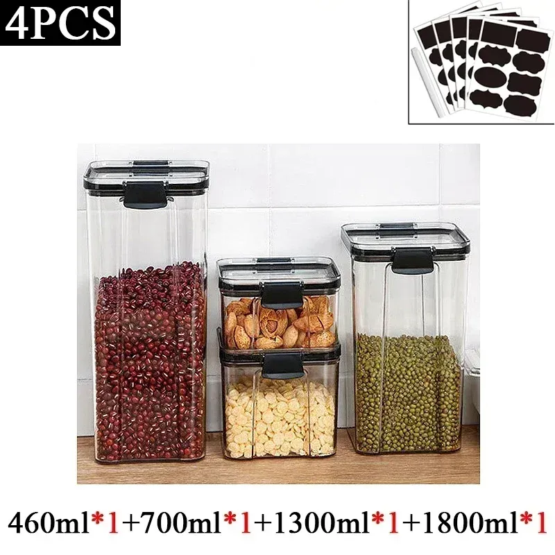 15.5-60.8 Fl Oz Plastic Food Storage Box Sets Stackable Kitchen Sealed Jar Containers