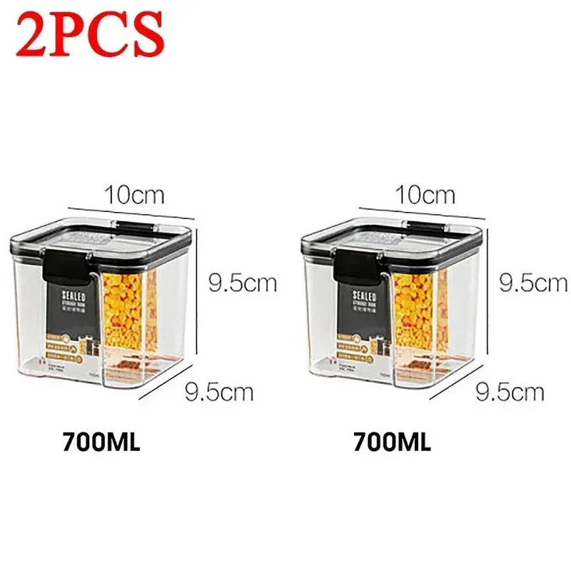 15.5-60.8 Fl Oz Plastic Food Storage Box Sets Stackable Kitchen Sealed Jar Containers