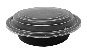 16 oz. Round Black  6" Container With Lid Combo 50/PK