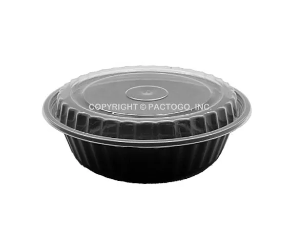 16 oz. Round Black  6" Container With Lid Combo 50/PK