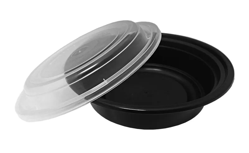 16 oz. Round Black  6" Container With Lid Combo 50/PK