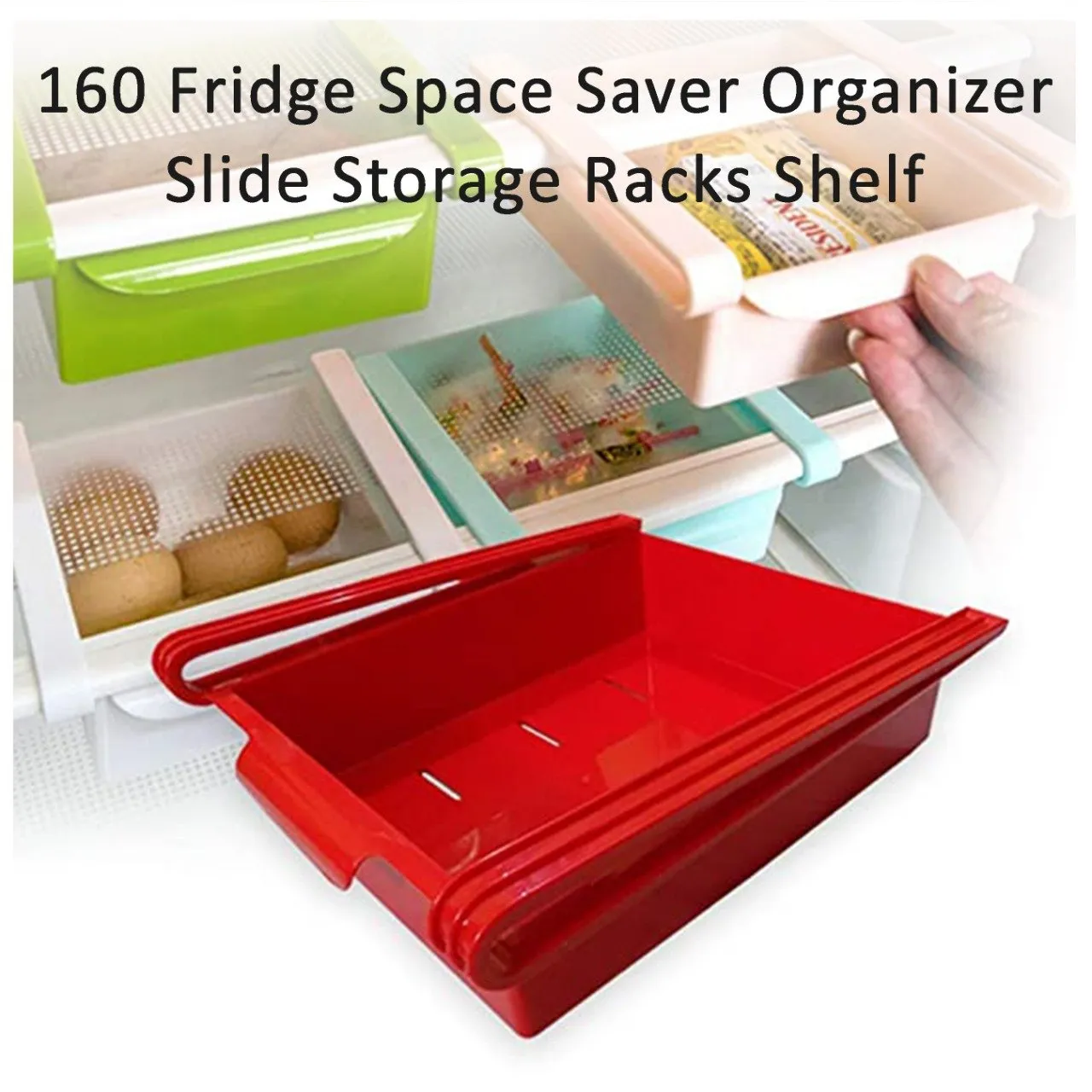 160 Fridge Space Saver Organizer Slide Storage Racks Shelf (1 pcs)