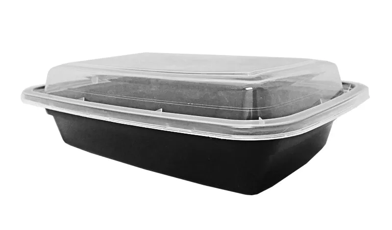 24 oz. Rectangular Black Container With Lid Combo 150/CS