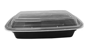 24 oz. Rectangular Black Container With Lid Combo 150/CS