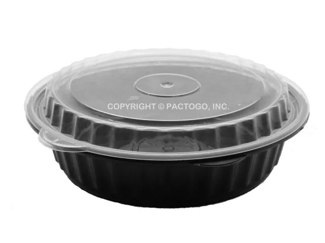 24 oz. Round Black 7" Container With Lid Combo 150/CS