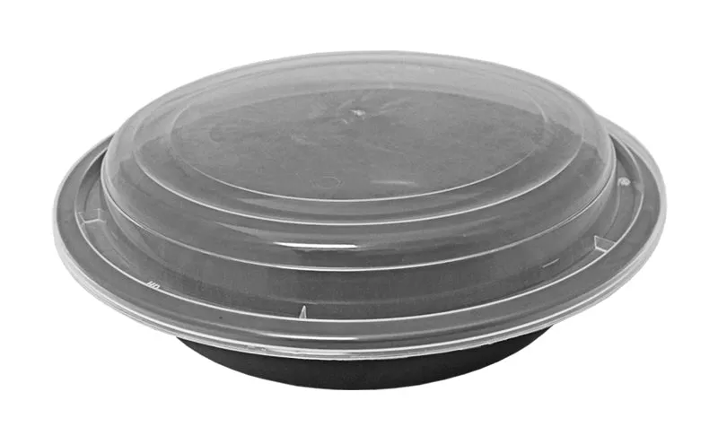 24 oz. Round Black 7" Container With Lid Combo 150/CS