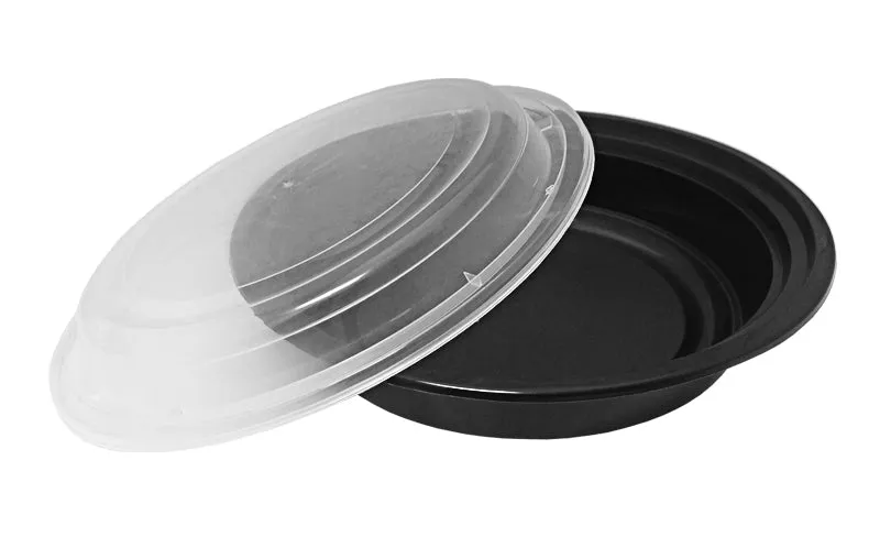 24 oz. Round Black 7" Container With Lid Combo 150/CS