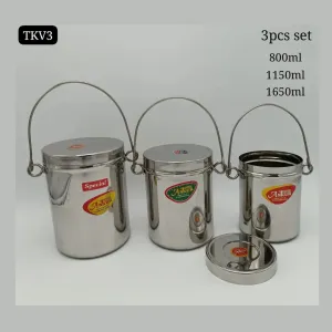 3-Piece Stainless Steel Container Set with Lids