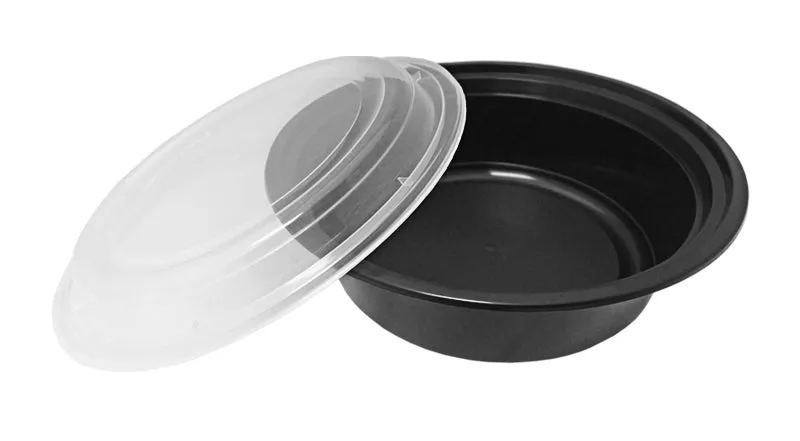 32 oz. Round Black 7" Container w/Lid Combo 150/CS