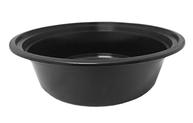 32 oz. Round Black 7" Container w/Lid Combo 150/CS