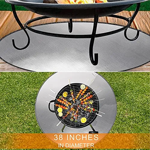 38 Inch Diameter Round Fire Pit Mat for Under Fire Pit Grill Mat BBQ Camping