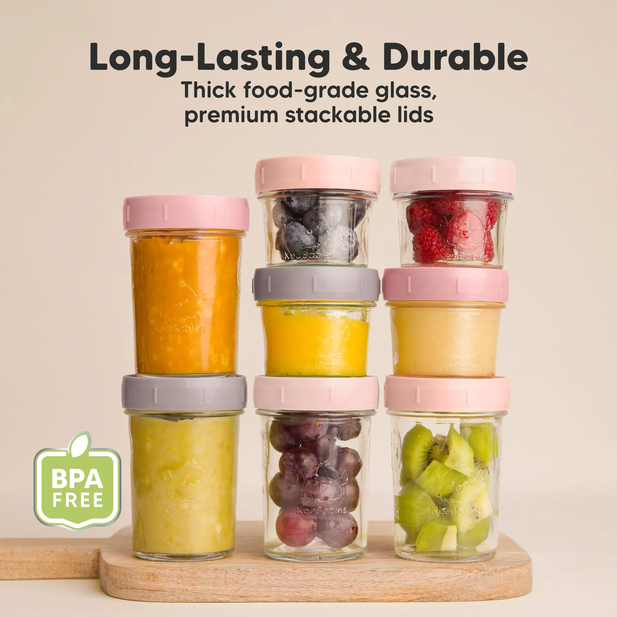 4-Pack Prep Jars Food Glass Containers (Roseate)