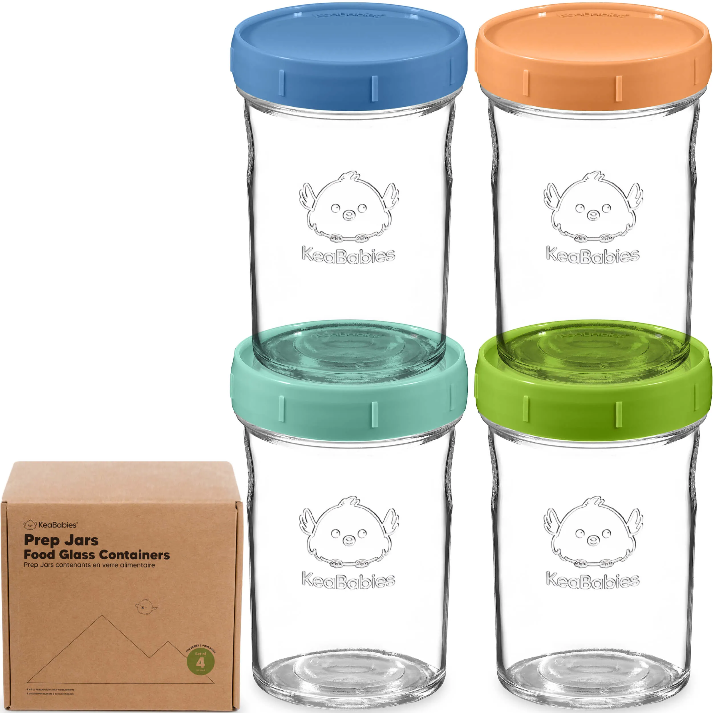 4-Pack Prep Jars Food Glass Containers