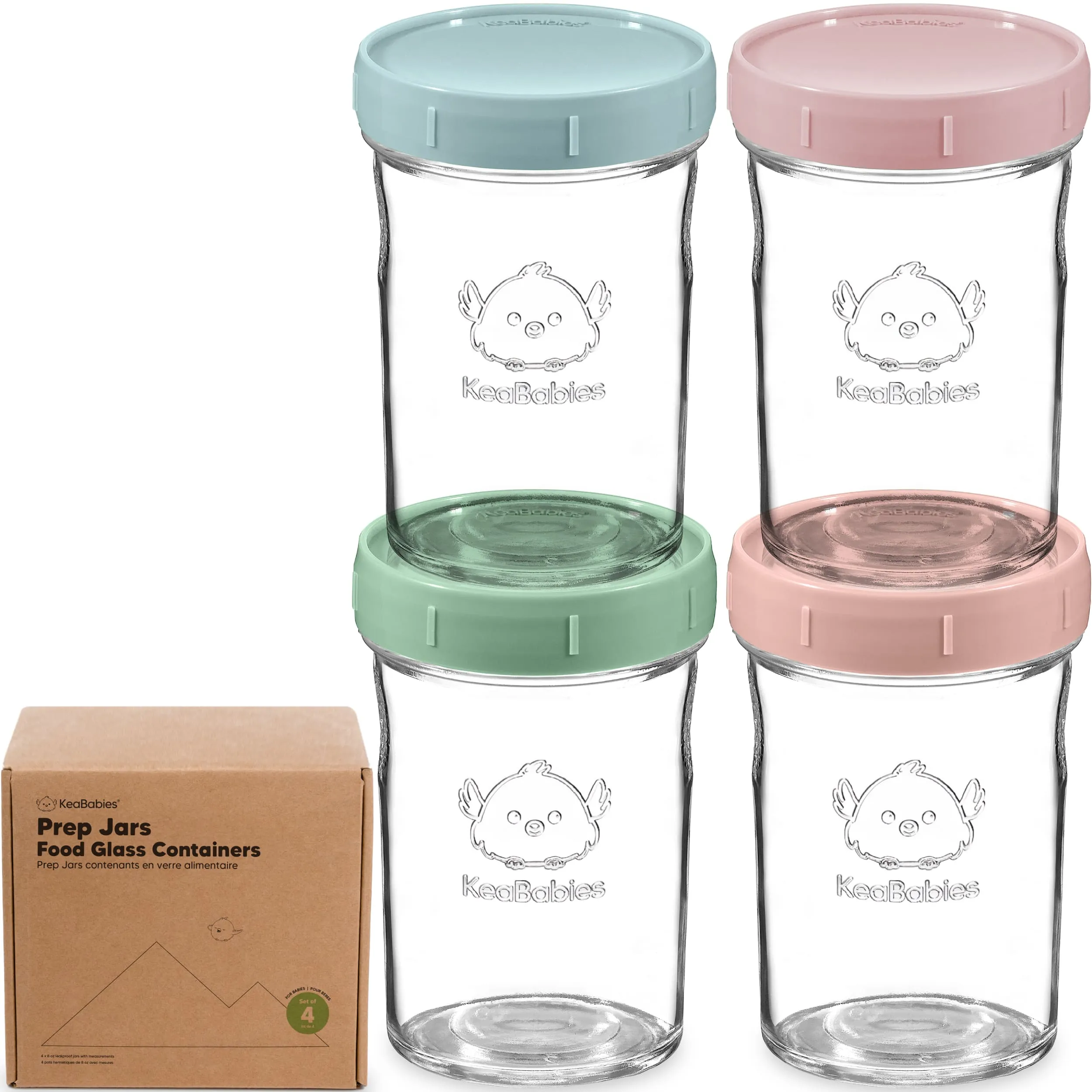 4-Pack Prep Jars Food Glass Containers