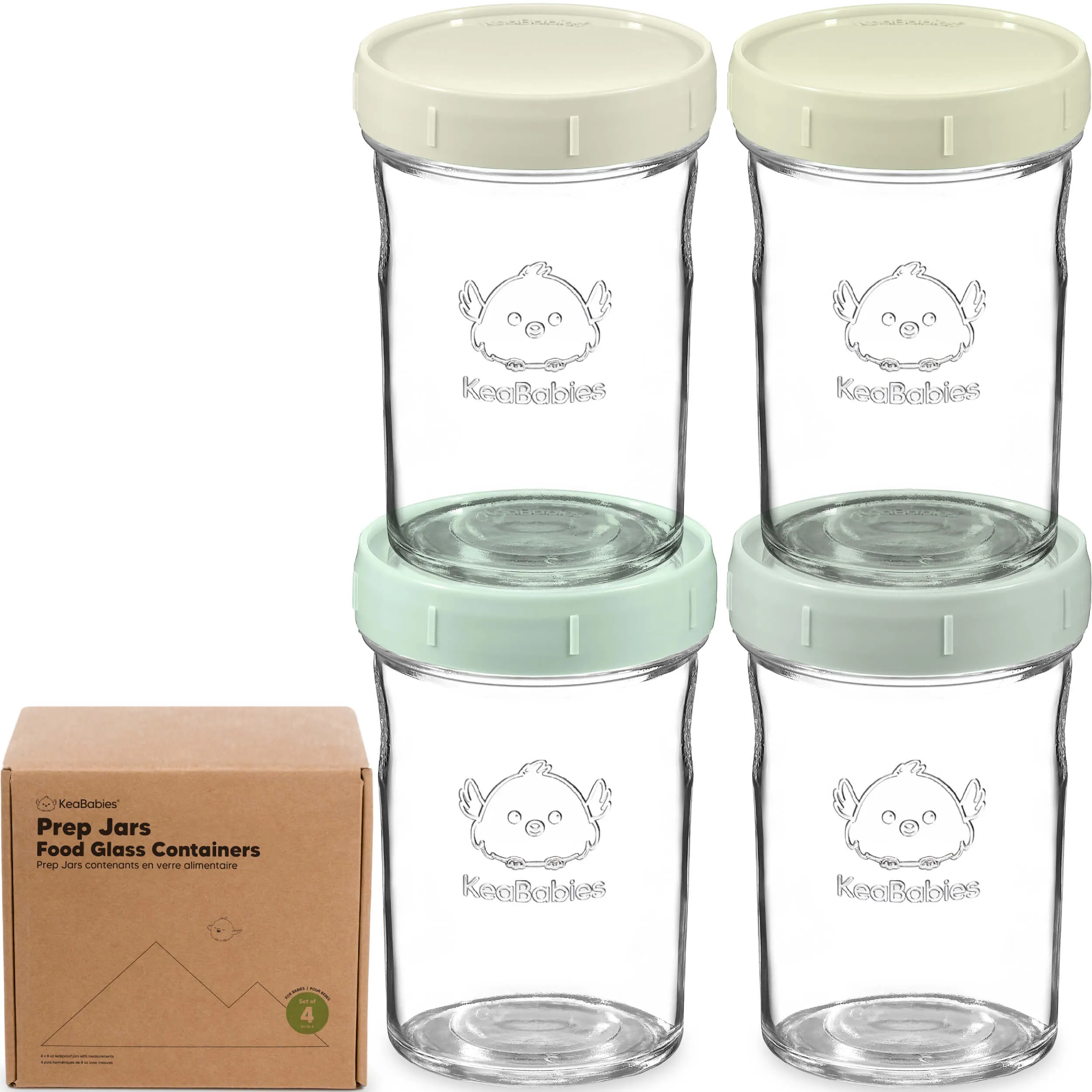 4-Pack Prep Jars Food Glass Containers