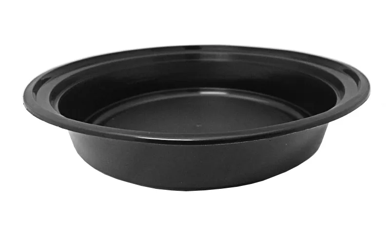 48 oz. Round Black 9" Container w/Lid Combo 150/CS