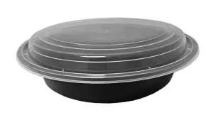 48 oz. Round Black 9" Container w/Lid Combo 150/CS