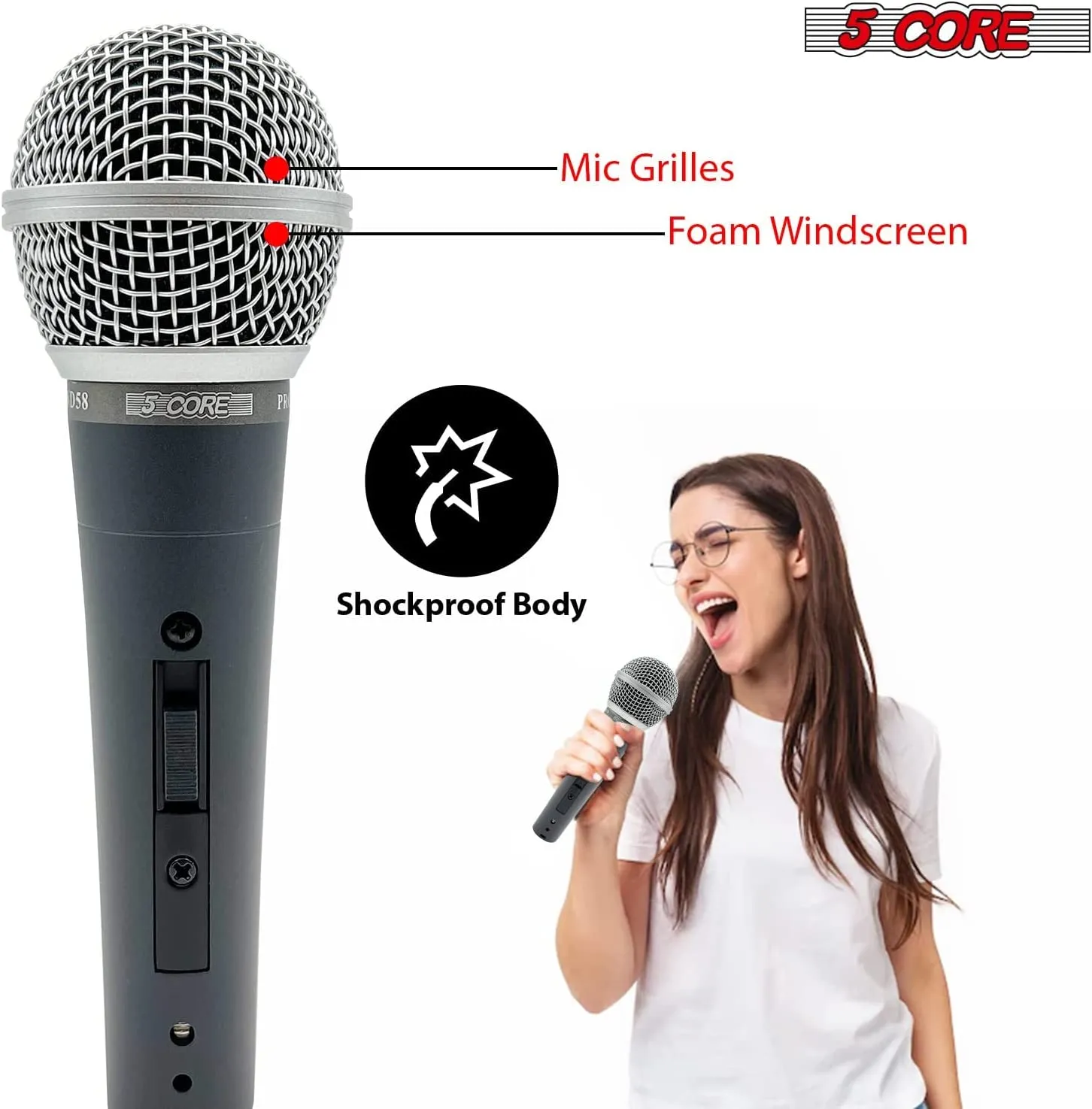 5Core 3 Pack Dynamic Microphone Cardioid Microphone Unidirectional