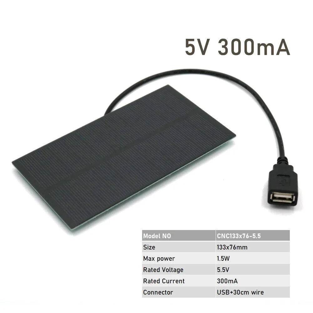 5V 300/400/800mA Output USB Solar Battery Charger 1.5W 2W 4W USB Female port 5.5V 1.65W Charge Regulators Solar Panel 3.7V 18650