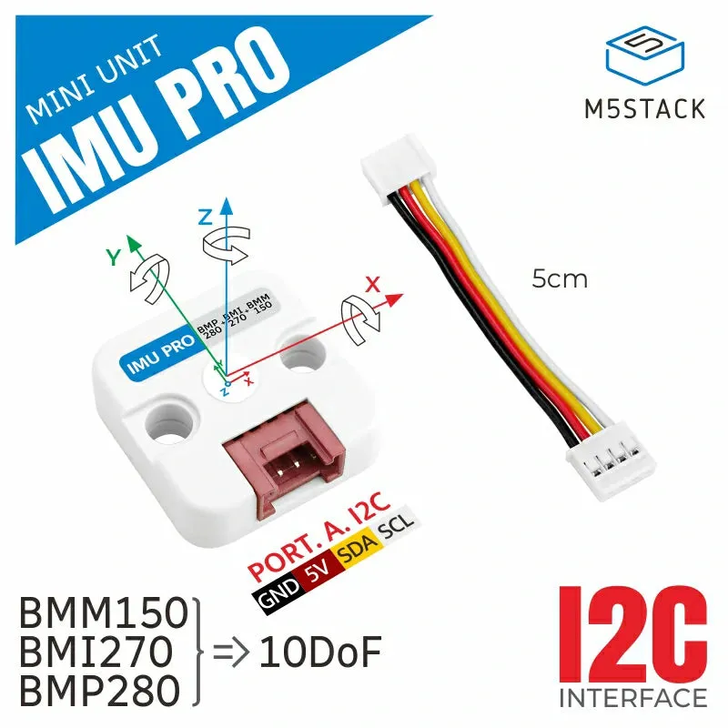 6-DoF IMU Pro Mini Unit (BMI270, BMM150, BMP280)