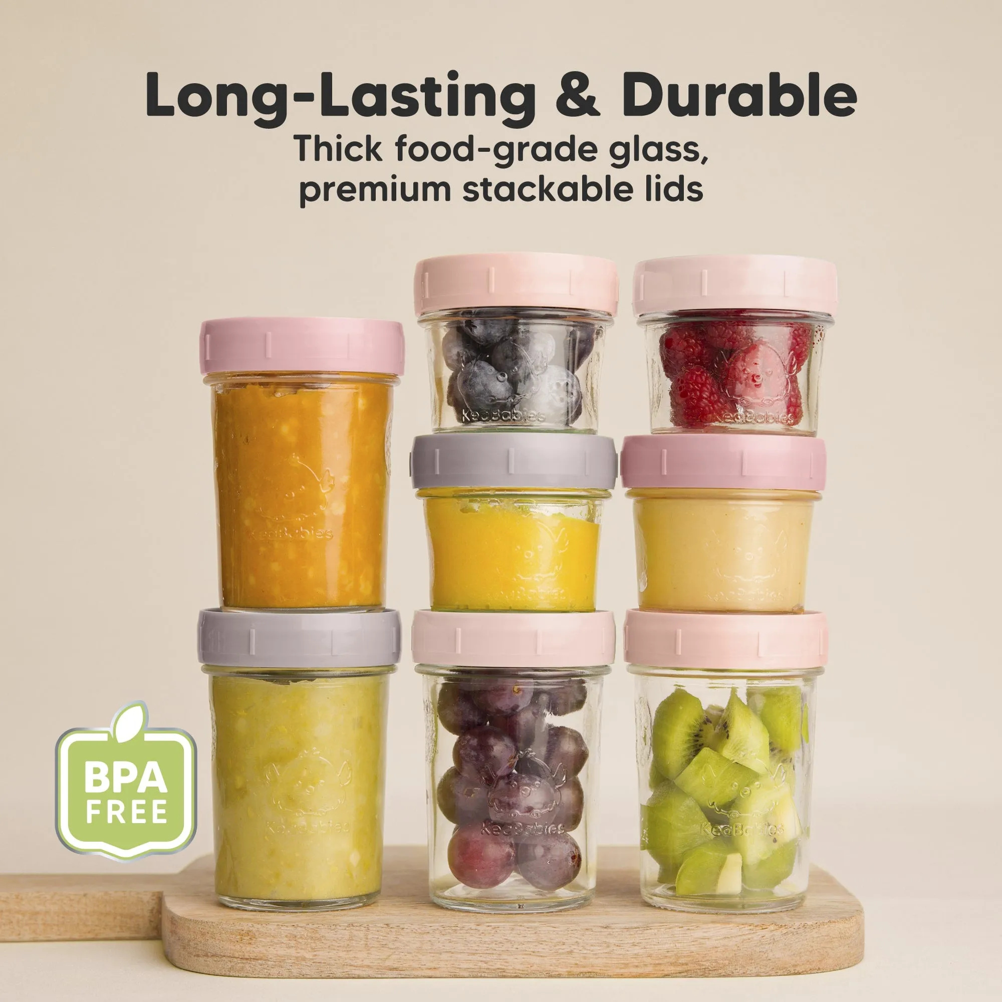 8-Pack Prep Jars Food Glass Containers (Roseate)