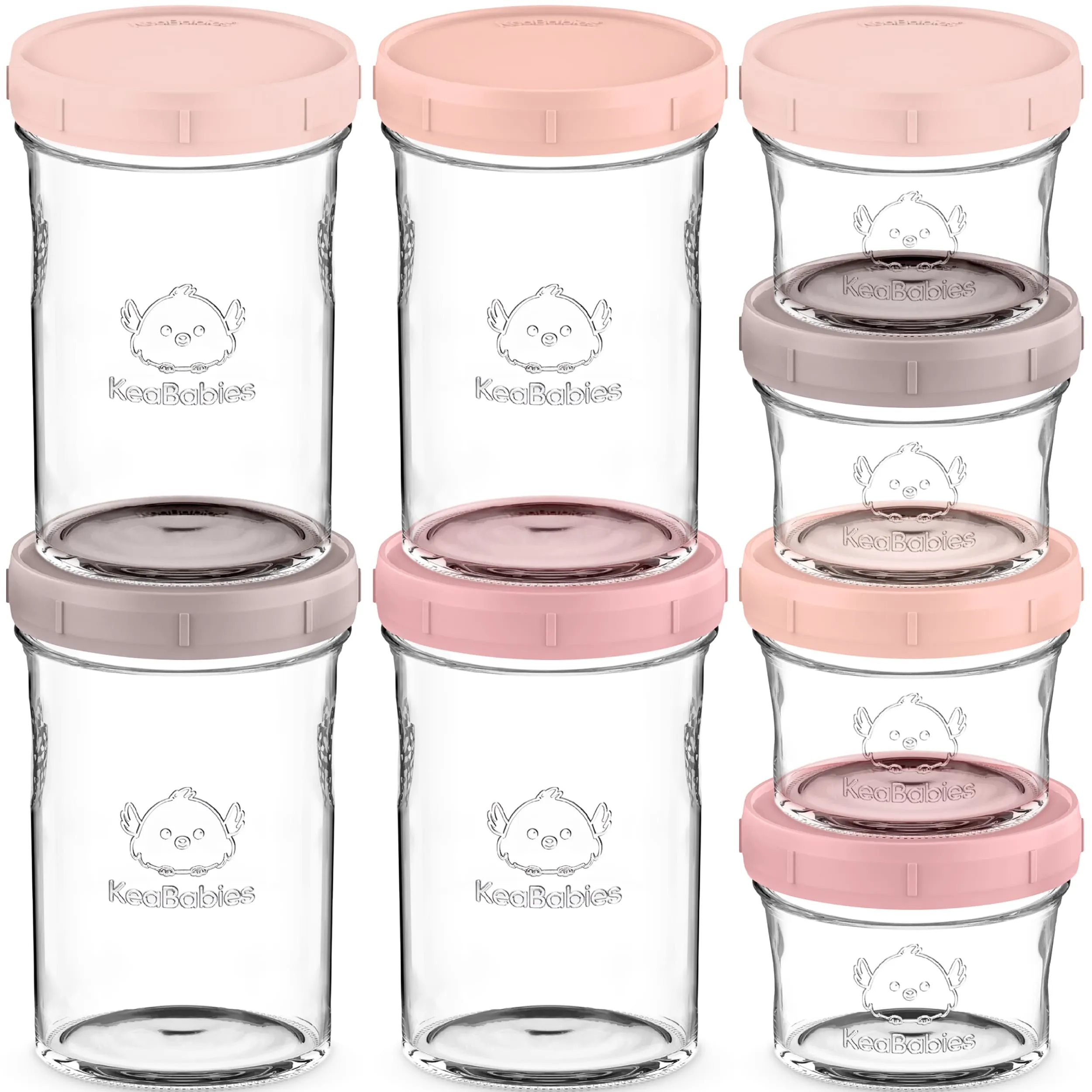 8-Pack Prep Jars Food Glass Containers (Roseate)