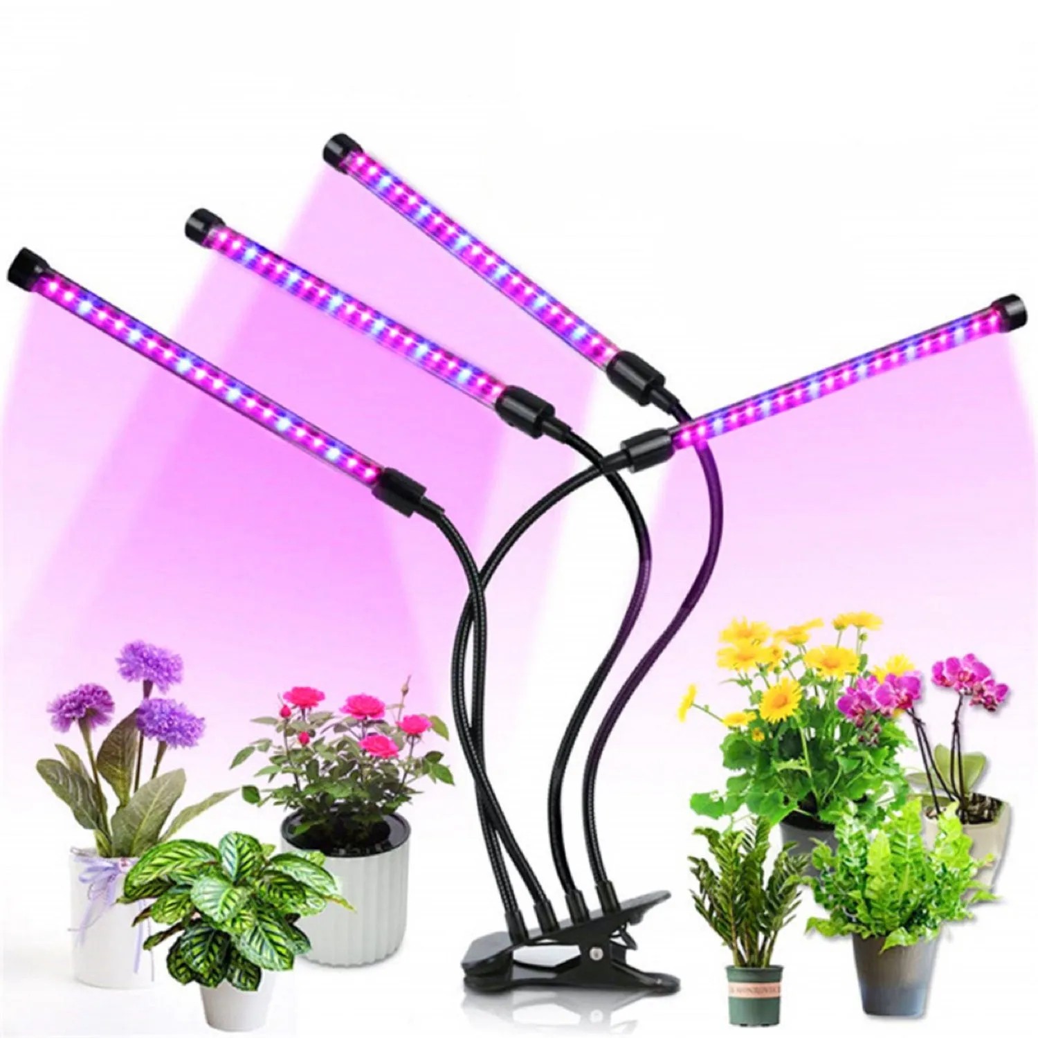 80W Flexible Plant Grow Light with Timer, 4 Heads - NOVEDEN