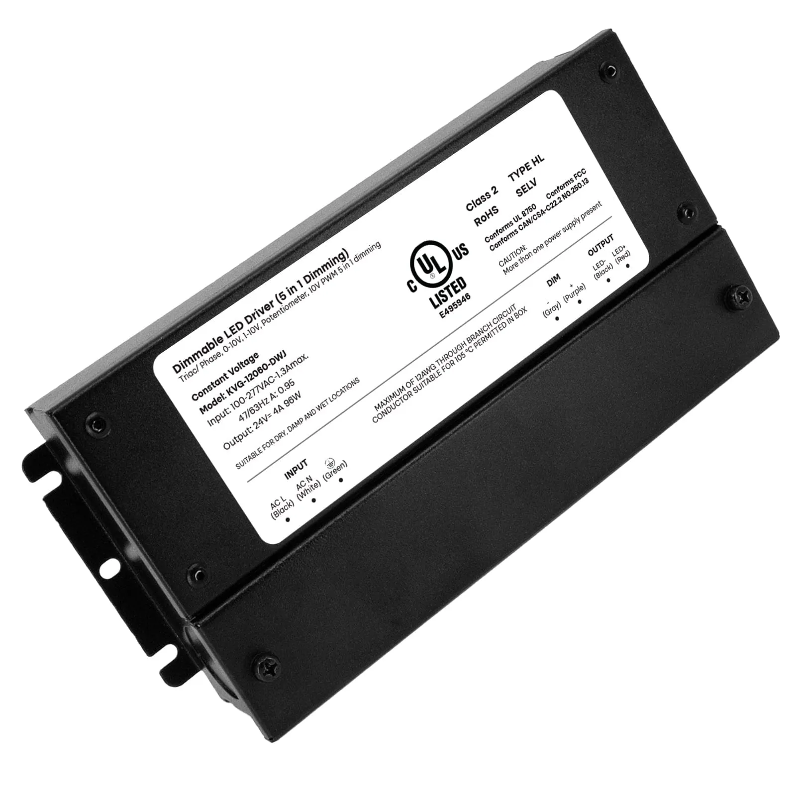 96W LED Dimmable Driver (Electronic, UL Listed) - 24 Volt