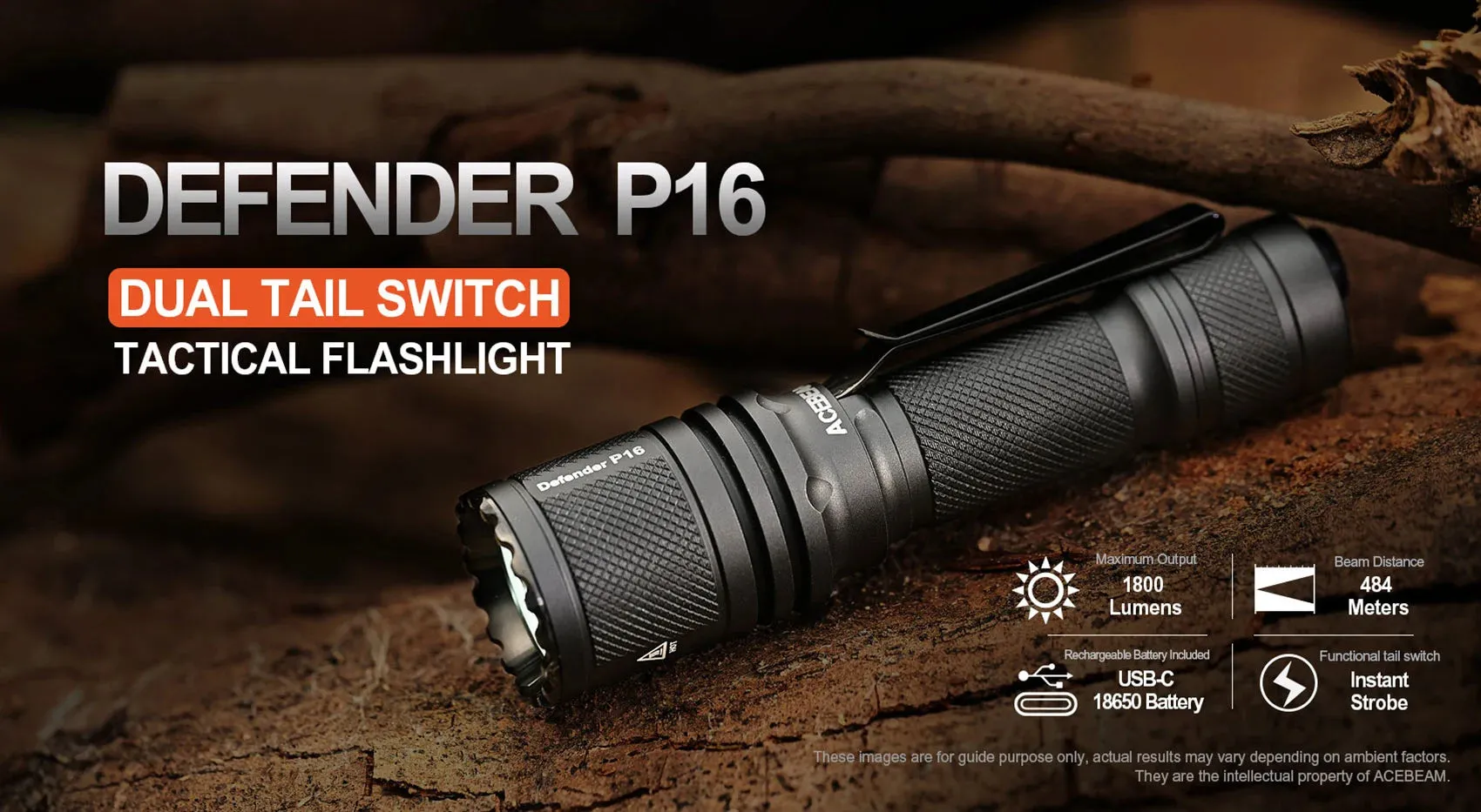 Acebeam Defender P16 Tactical LED Flashlight