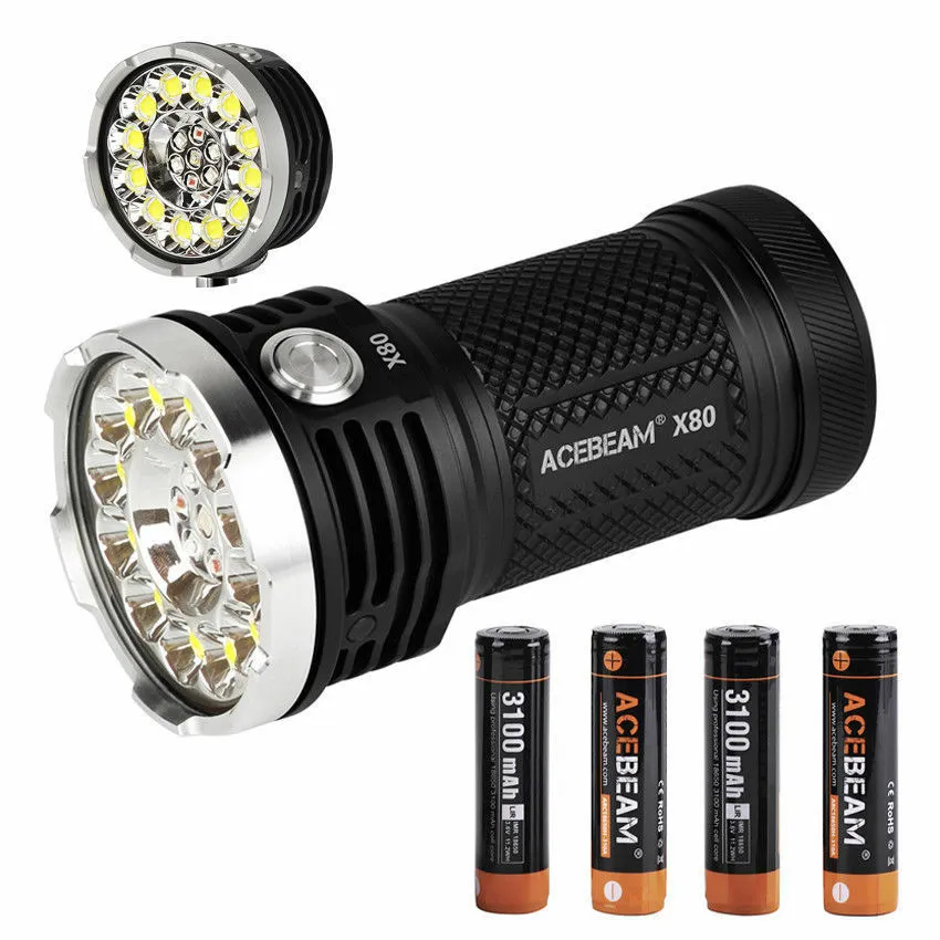 Acebeam X80 12*CREE XHP50.2 led 25000 lumens rescue searching led Flashlight