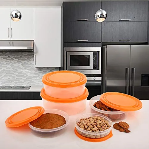 Airseal Storage Containers Set of 5, Orange for Kitchen Storage