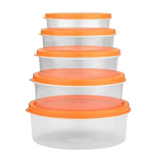 Airseal Storage Containers Set of 5, Orange for Kitchen Storage