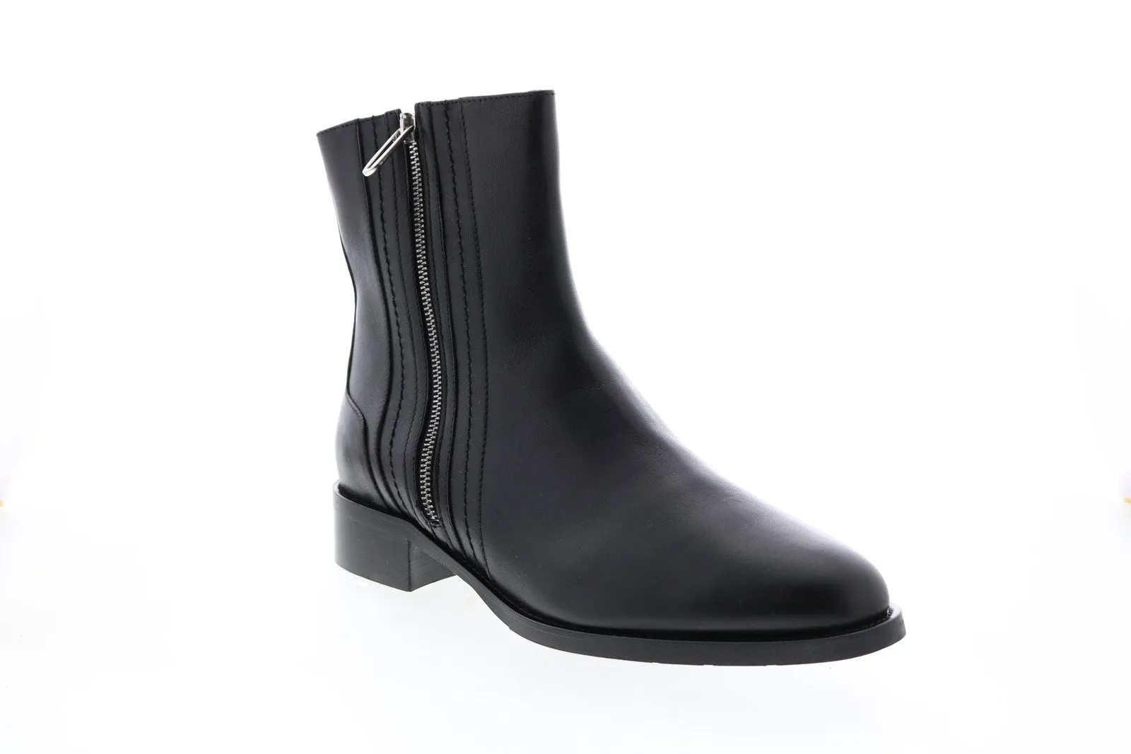 Aquatalia Narina Calf 34L3771-BLK Womens Black Leather Zipper Ankle & Booties Boots