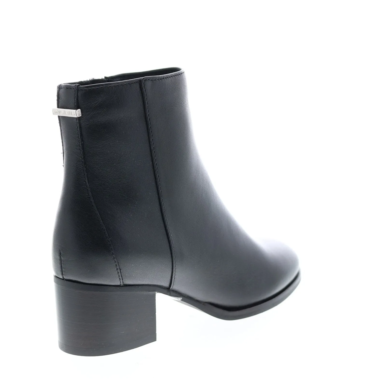 Aquatalia Noelia Calf 34L3576-BLK Womens Black Leather Zipper Ankle & Booties Boots