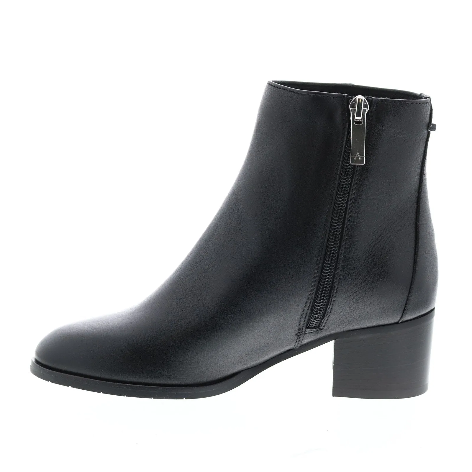 Aquatalia Noelia Calf 34L3576-BLK Womens Black Leather Zipper Ankle & Booties Boots