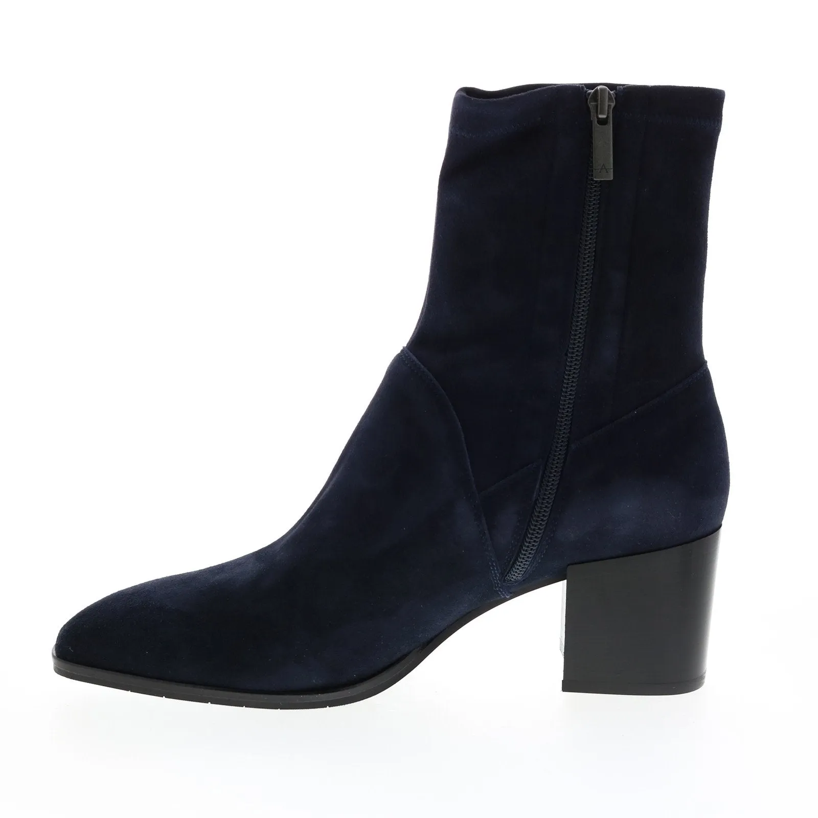 Aquatalia Tia Stretch Suede 34L3219-NVY Womens Blue Suede Zipper Ankle & Booties Boots