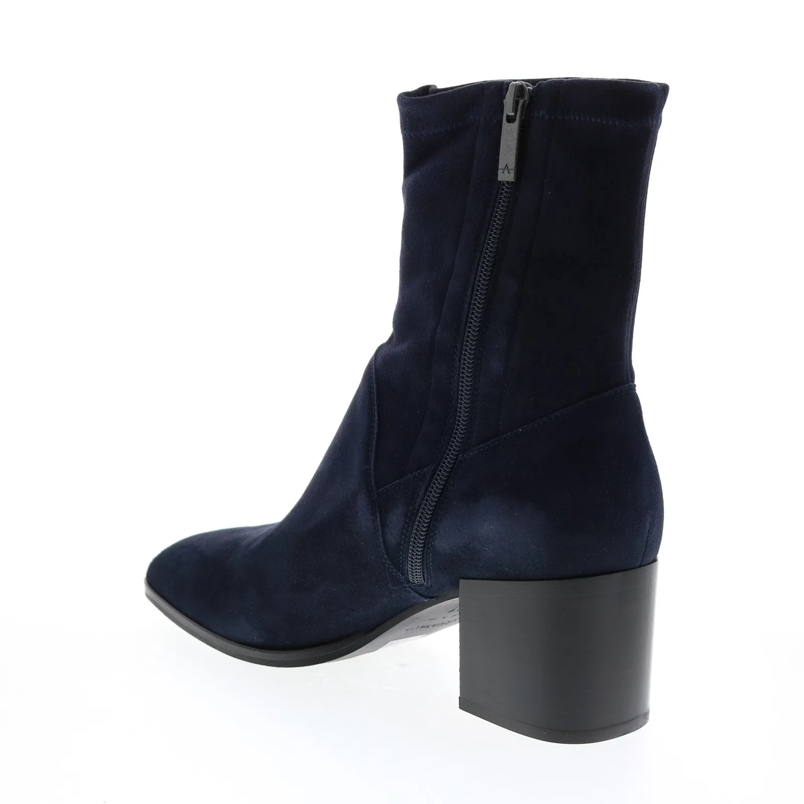 Aquatalia Tia Stretch Suede 34L3219-NVY Womens Blue Suede Zipper Ankle & Booties Boots