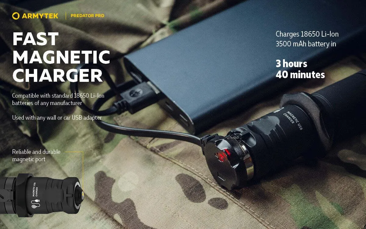 ARMYTEK PREDATOR PRO MAGNET USB (HI WHITE)