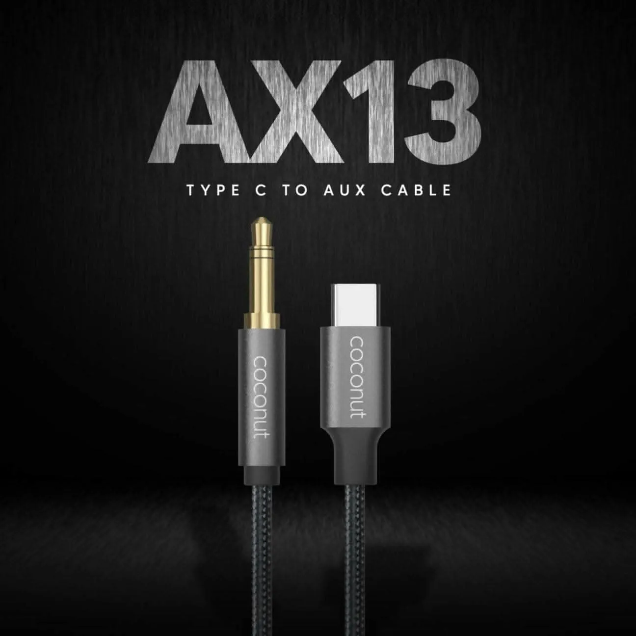 AX13 Type C to 3.5mm AUX Audio 1M Cable, Nylon Braided